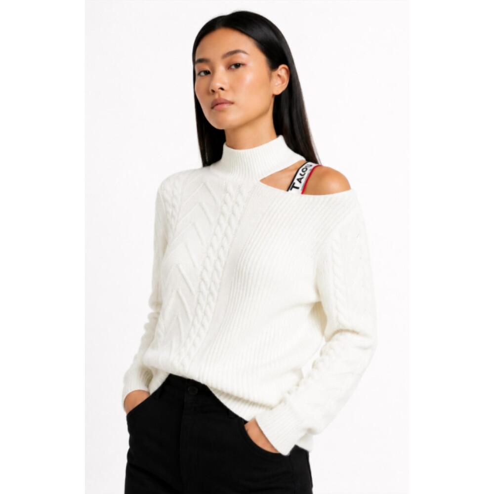 NEW THE ATHLETIC SIDE OF US women's victorian cut-out shoulder sweater – ribbed